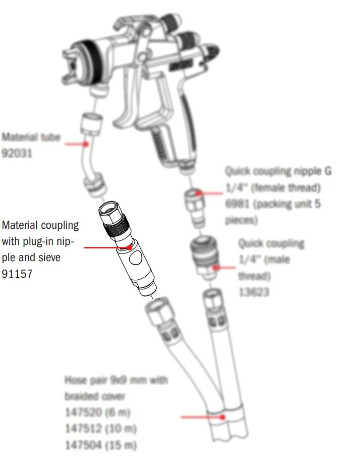 Materialkupplung mit Stecker-Nippel + Sieb 91157